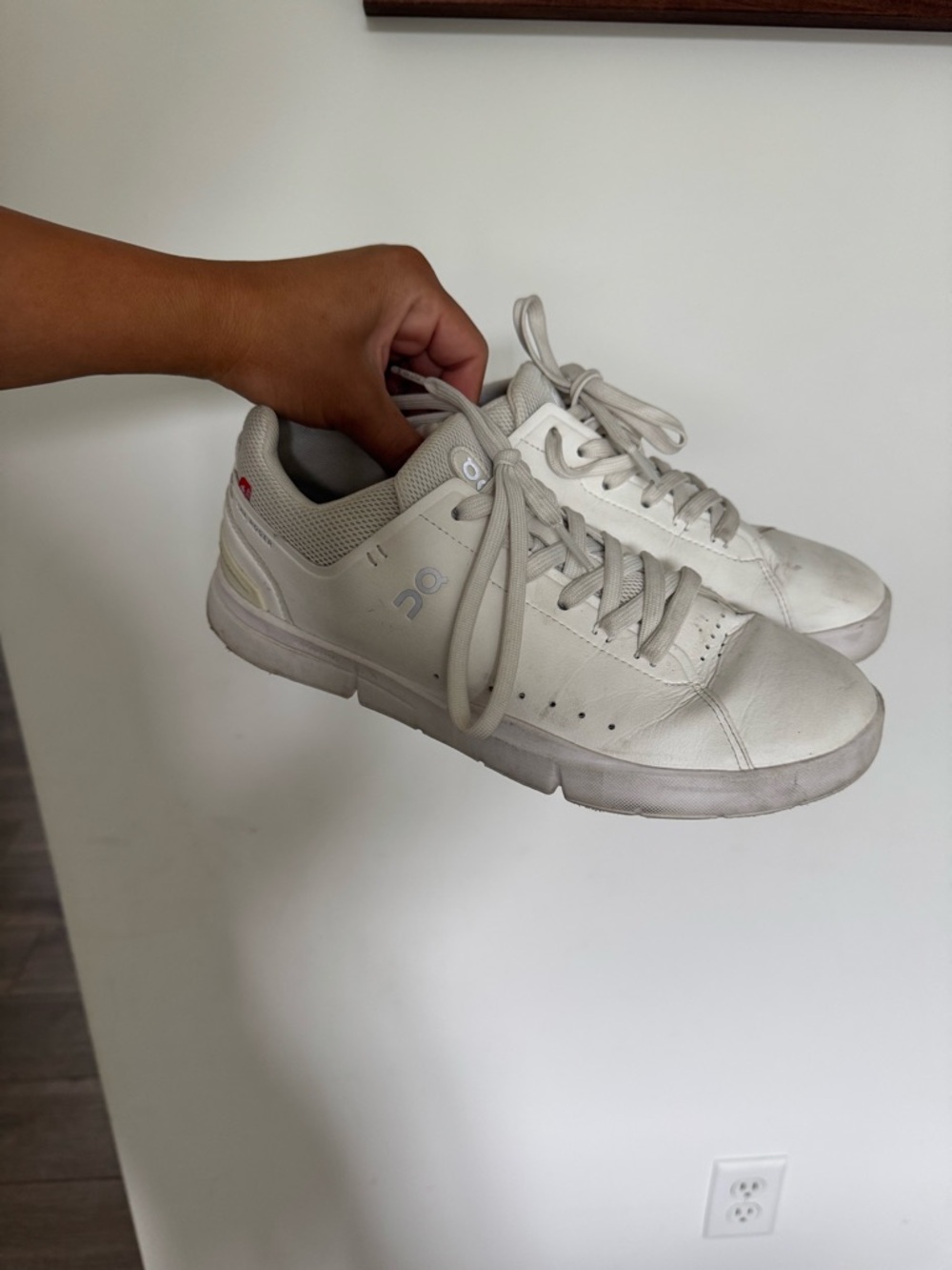 On Women's White Lace-Up Leather Sneakers